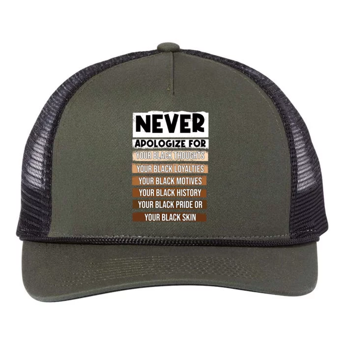 Blm Melanin Pride Apologize Never Black History Month Gift Retro Rope Trucker Hat Cap