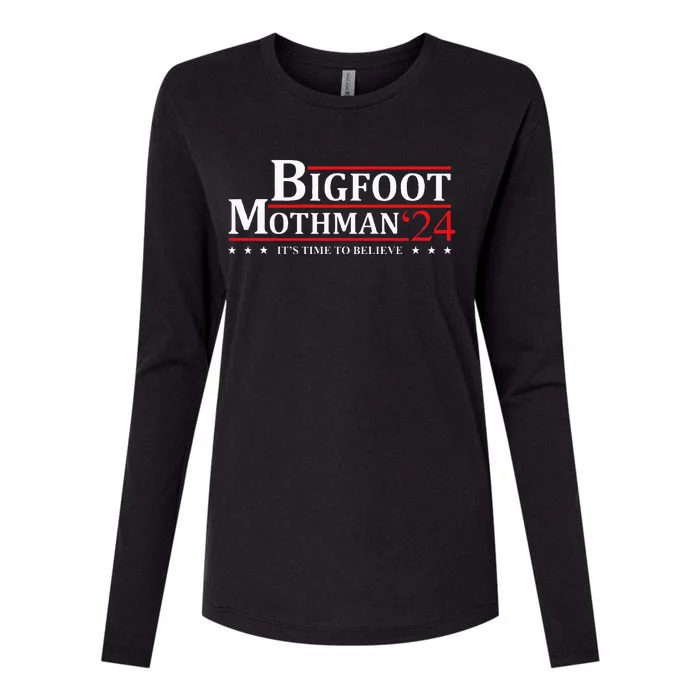 Bigfoot Mothman President 2024 Election Campaign Womens Cotton Relaxed Long Sleeve T-Shirt