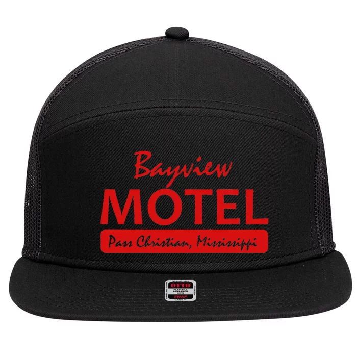 Bayview Motel Pass Christian Mississippi 7 Panel Mesh Trucker Snapback Hat