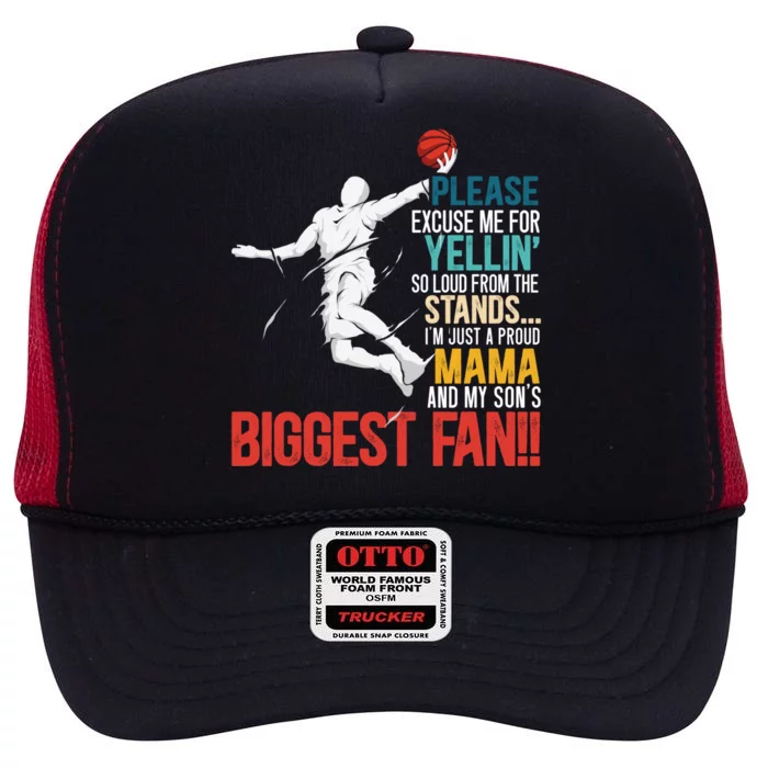 Basketball Mama Player Hoop Junkie Mothers Day Mom Gift High Crown Mesh Trucker Hat