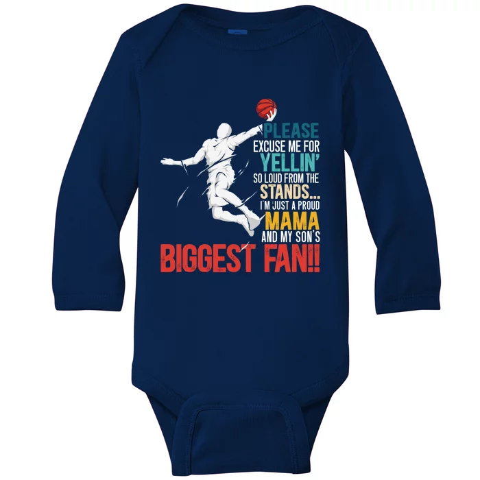 Basketball Mama Player Hoop Junkie Mothers Day Mom Gift Baby Long Sleeve Bodysuit