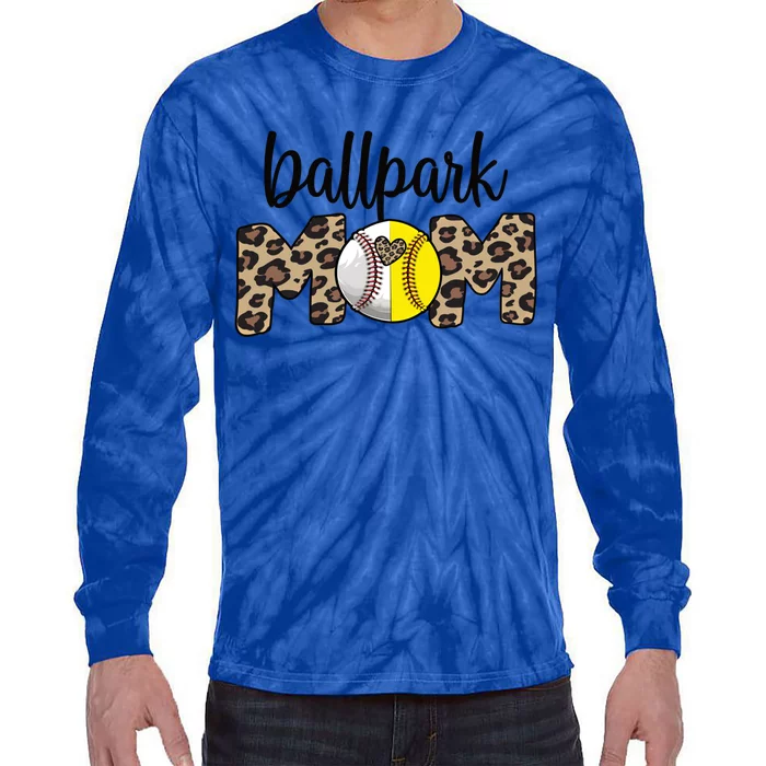 Ballpark Mom Proud Baseball Softball Player Mother Gift Tie-Dye Long Sleeve Shirt