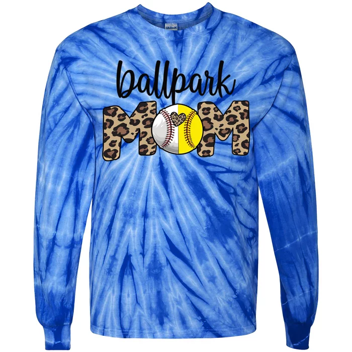 Ballpark Mom Proud Baseball Softball Player Mother Gift Tie-Dye Long Sleeve Shirt