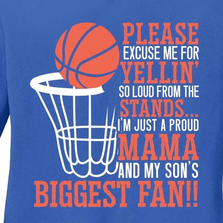 Basketball Mama Player Hoop Junkie Mothers Day Mom Gift Ladies Long Sleeve Shirt