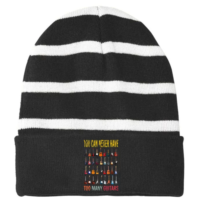 Bass Musician Pick You Can Never Have Too Many Guitars Striped Beanie with Solid Band