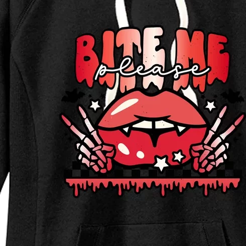 Bite Me Please Halloween Vampire Scary Halloween Costume Gift Women's Fleece Hoodie