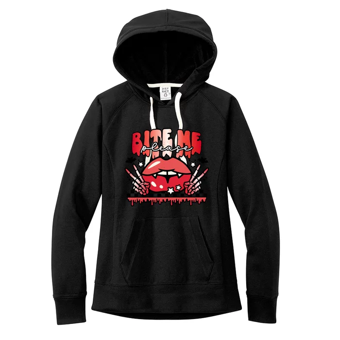 Bite Me Please Halloween Vampire Scary Halloween Costume Gift Women's Fleece Hoodie