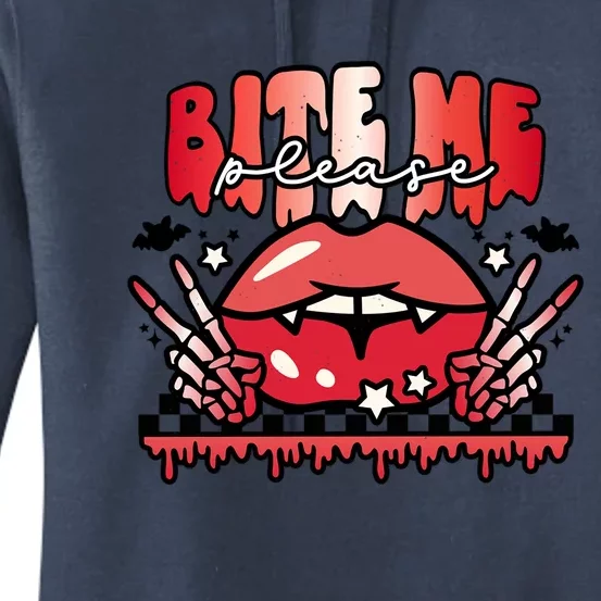 Bite Me Please Halloween Vampire Scary Halloween Costume Gift Women's Pullover Hoodie