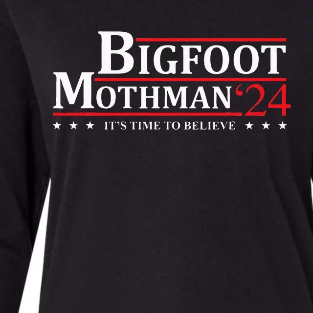 Bigfoot Mothman President 2024 Election Campaign Womens Cotton Relaxed Long Sleeve T-Shirt