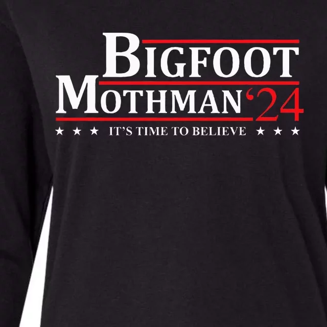 Bigfoot Mothman President 2024 Election Campaign Womens Cotton Relaxed Long Sleeve T-Shirt