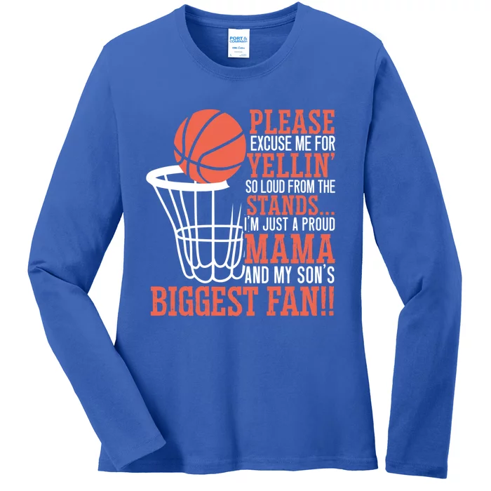 Basketball Mama Player Hoop Junkie Mothers Day Mom Gift Ladies Long Sleeve Shirt