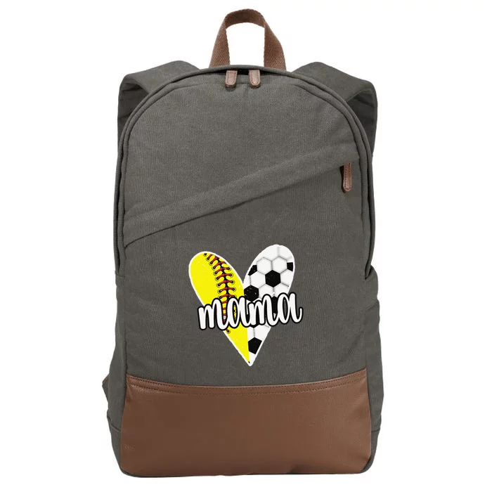 Baller Mama Proud Soccer Softball Player Ball Mom Cotton Canvas Backpack