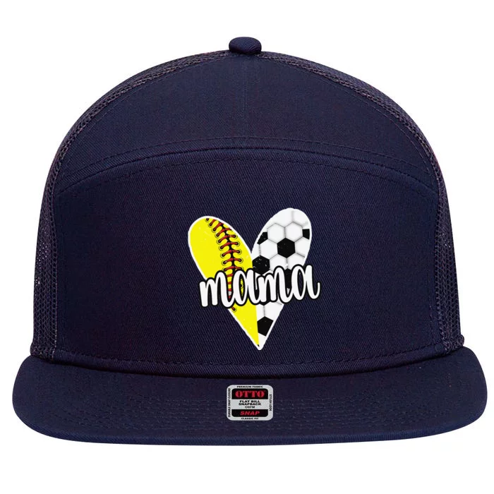 Baller Mama Proud Soccer Softball Player Ball Mom 7 Panel Mesh Trucker Snapback Hat