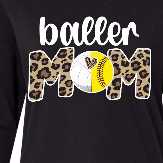 Baller Mom Proud Volleyball Softball Player Mother Gift Womens Cotton Relaxed Long Sleeve T-Shirt