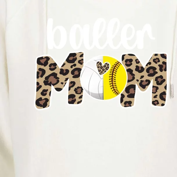 Baller Mom Proud Volleyball Softball Player Mother Gift Womens Funnel Neck Pullover Hood