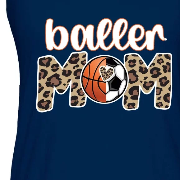 Baller Mom Proud Basketball Soccer Player Mom Gift Ladies Essential Flowy Tank