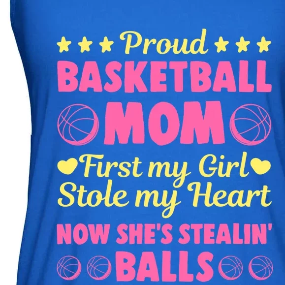 Basketball Mom Proud Mother Of Basketball Player Sport Gift Ladies Essential Flowy Tank