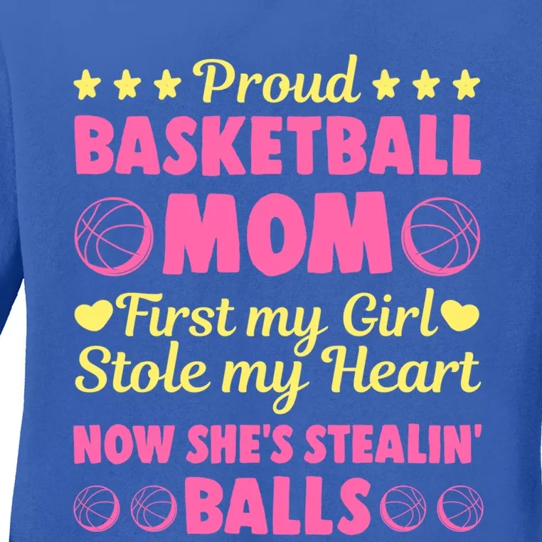 Basketball Mom Proud Mother Of Basketball Player Sport Gift Ladies Long Sleeve Shirt