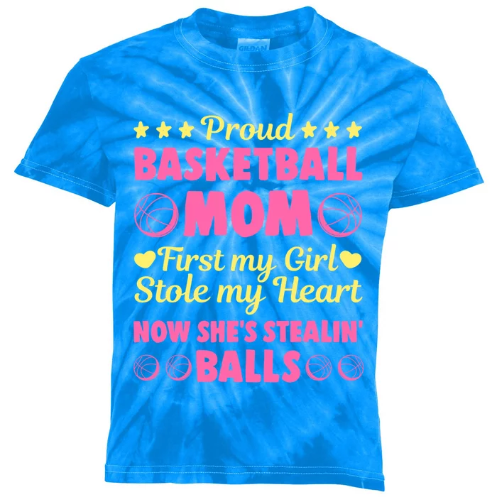 Basketball Mom Proud Mother Of Basketball Player Sport Gift Kids Tie-Dye T-Shirt