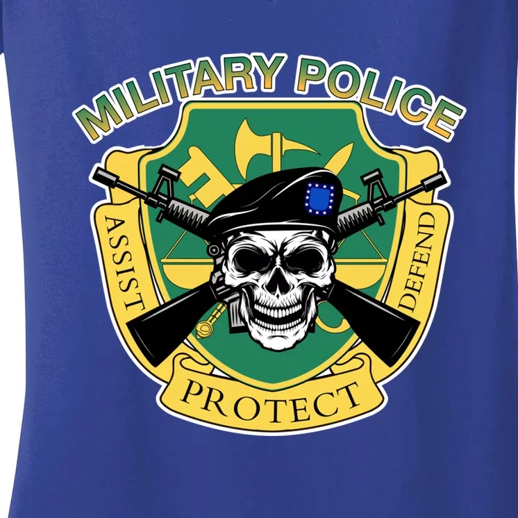 Badgiftass Military Police Skull Gift Women's V-Neck T-Shirt