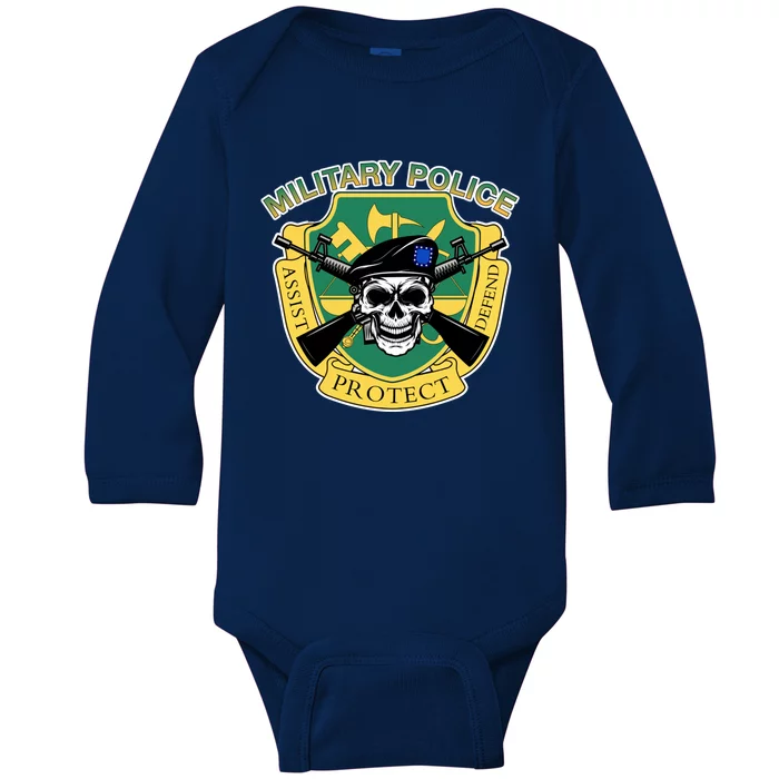 Badgiftass Military Police Skull Gift Baby Long Sleeve Bodysuit