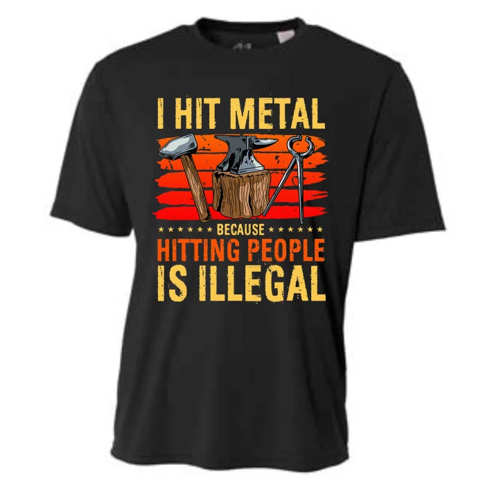 Blacksmith Metal Pounder Steel Workers Forge Anvil Cooling Performance Crew T-Shirt