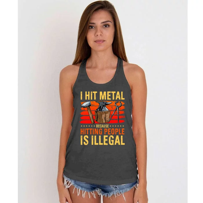 Blacksmith Metal Pounder Steel Workers Forge Anvil Women's Knotted Racerback Tank