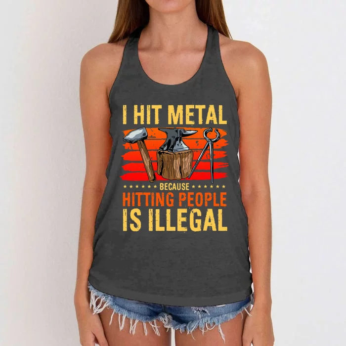 Blacksmith Metal Pounder Steel Workers Forge Anvil Women's Knotted Racerback Tank