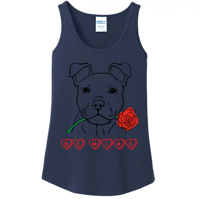 Be Mine Puppy With Rose Sweetheart Valentines Gift Ladies Essential Tank