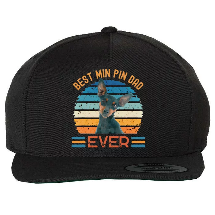 Best Min Pin Dad Ever Miniature Pinscher Dog Fathers Day Wool Snapback Cap