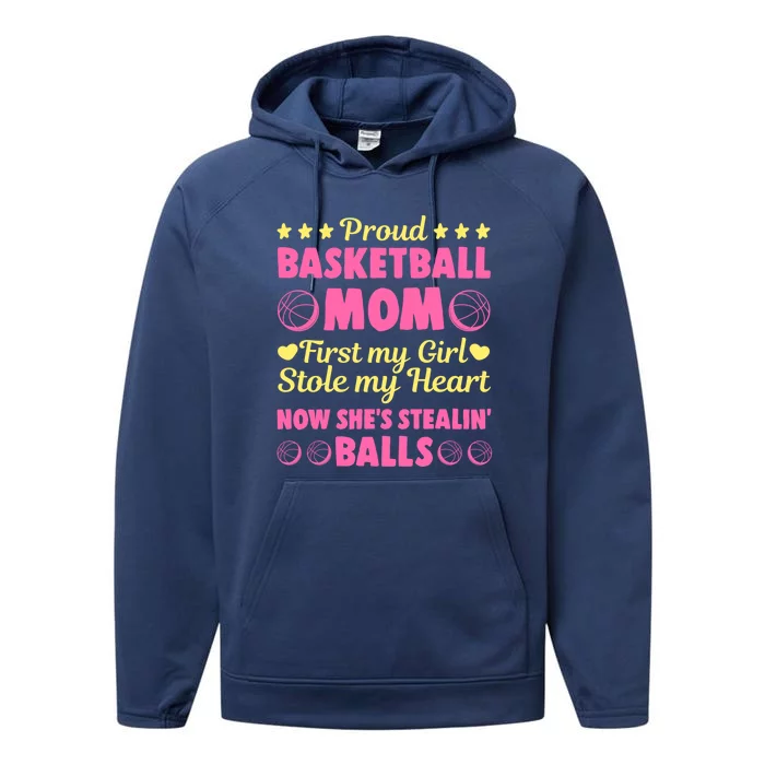 Basketball Mom Proud Mother Of Basketball Player Sport Gift Performance Fleece Hoodie