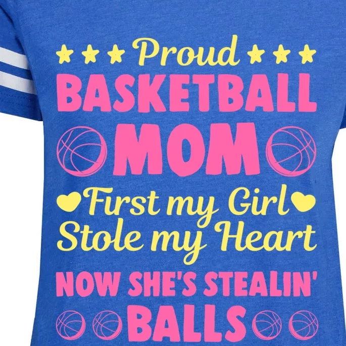 Basketball Mom Proud Mother Of Basketball Player Sport Gift Enza Ladies Jersey Football T-Shirt