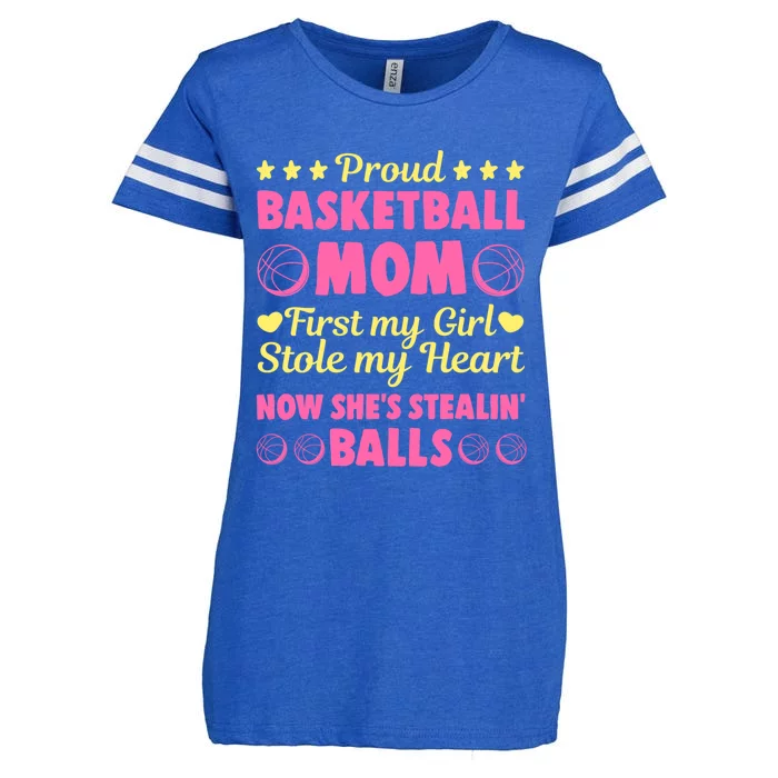 Basketball Mom Proud Mother Of Basketball Player Sport Gift Enza Ladies Jersey Football T-Shirt