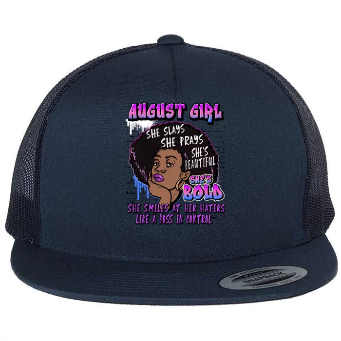 Black Melanin Queen August Afro Birthday Virgo Leo Gift Flat Bill Trucker Hat