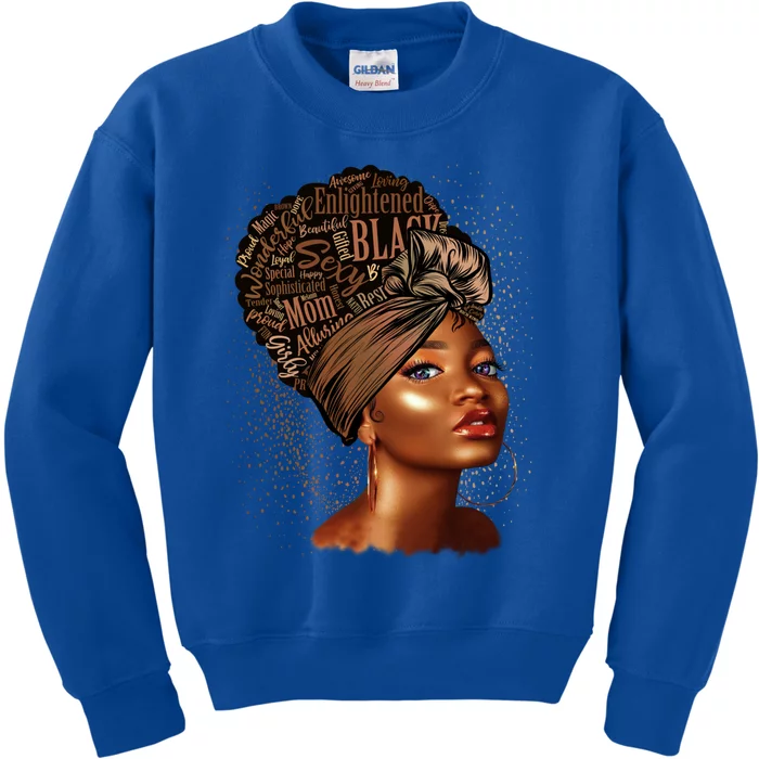 Black Mom Queen Afro African Juneteenth Black History Month Meaningful Gift Kids Sweatshirt