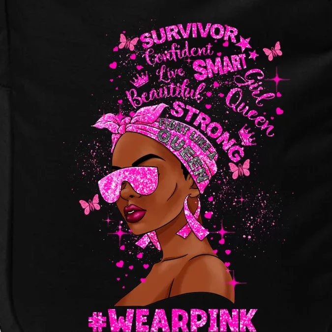 Black Melanin Queen Wear Pink Breast Cancer Warriors Gift Impact Tech Backpack