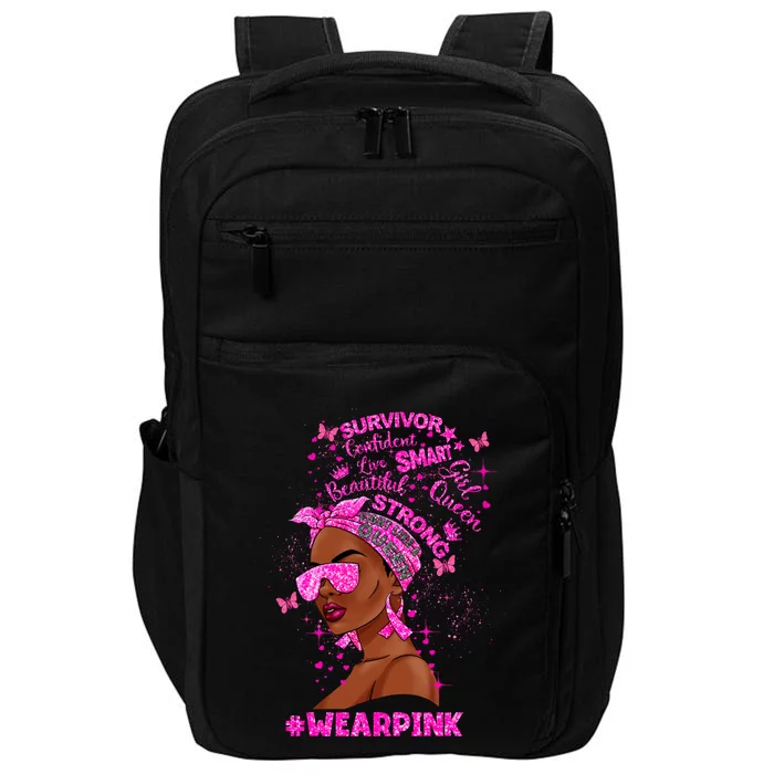 Black Melanin Queen Wear Pink Breast Cancer Warriors Gift Impact Tech Backpack