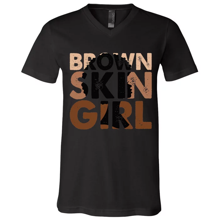 Black Melanin Queen Magic Brown Skin Juneteenth V-Neck T-Shirt