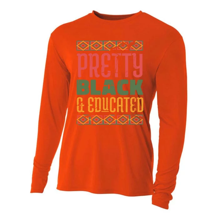 Black Melanin Queen Degree Graduation Pretty Black Educated Meaningful Gift Cooling Performance Long Sleeve Crew