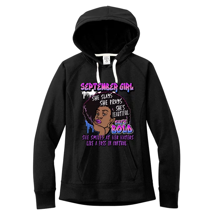 Black Melanin Queen September Afro Birthday Virgo Libra Gift Women's Fleece Hoodie