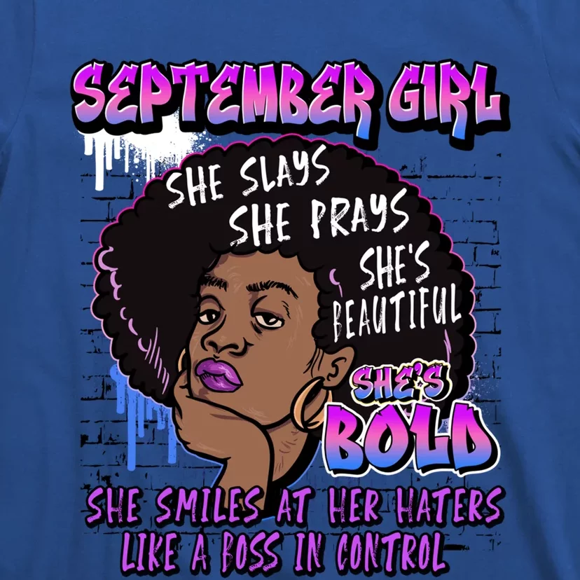 Black Melanin Queen September Afro Birthday Virgo Libra Gift T-Shirt