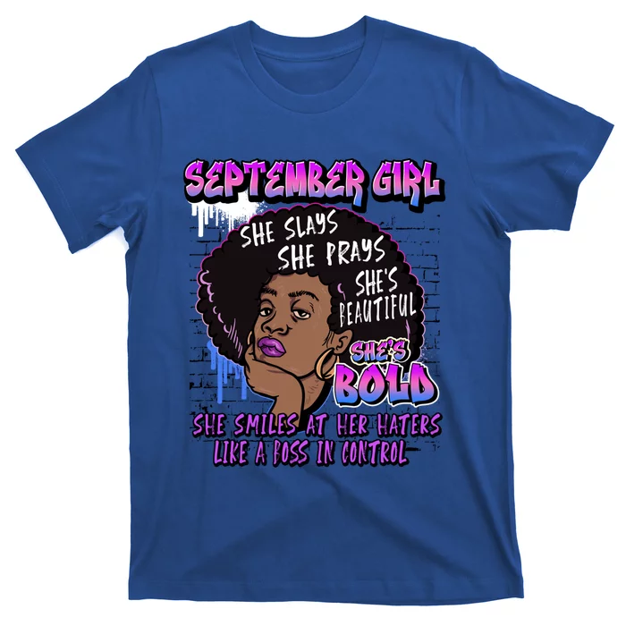 Black Melanin Queen September Afro Birthday Virgo Libra Gift T-Shirt