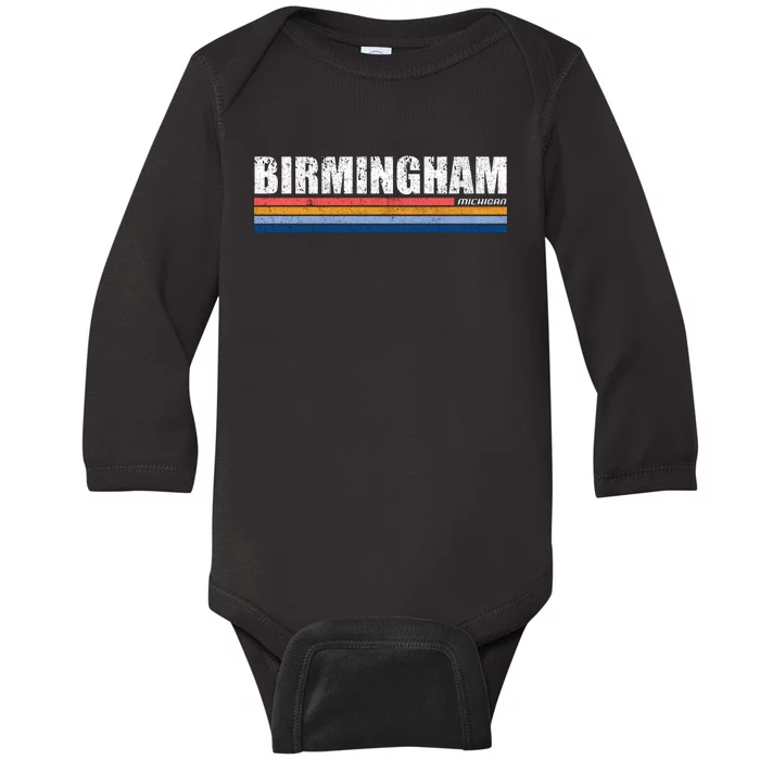 Birmingham Michigan Retro Baby Long Sleeve Bodysuit