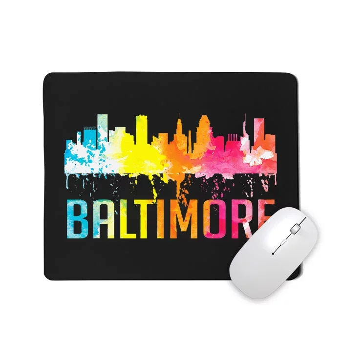 Baltimore Maryland Retro Watercolor Skyline Art Souvenir Mousepad