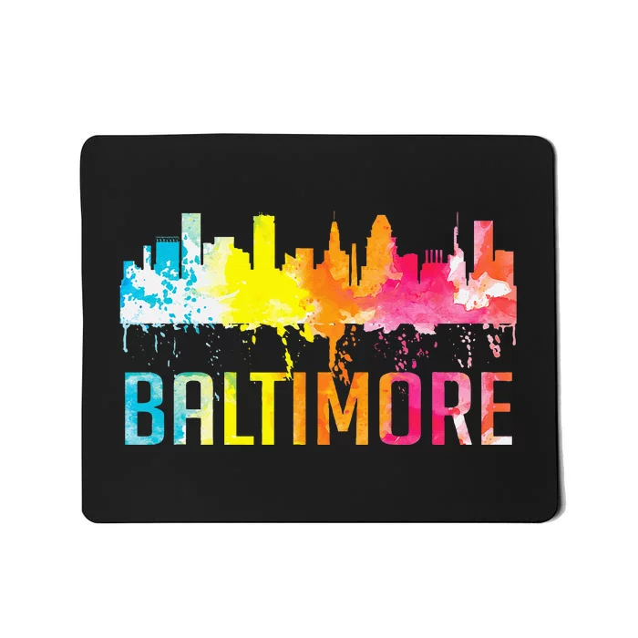 Baltimore Maryland Retro Watercolor Skyline Art Souvenir Mousepad