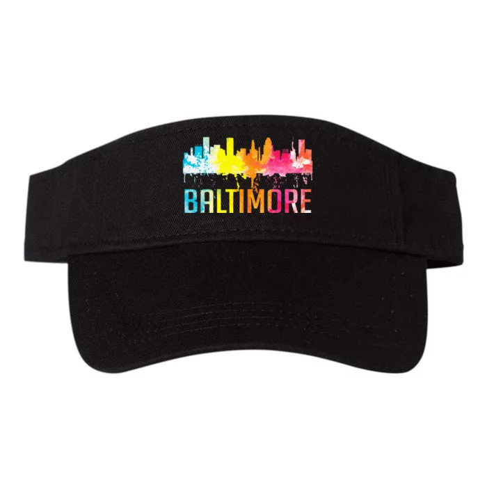 Baltimore Maryland Retro Watercolor Skyline Art Souvenir Valucap Bio-Washed Visor