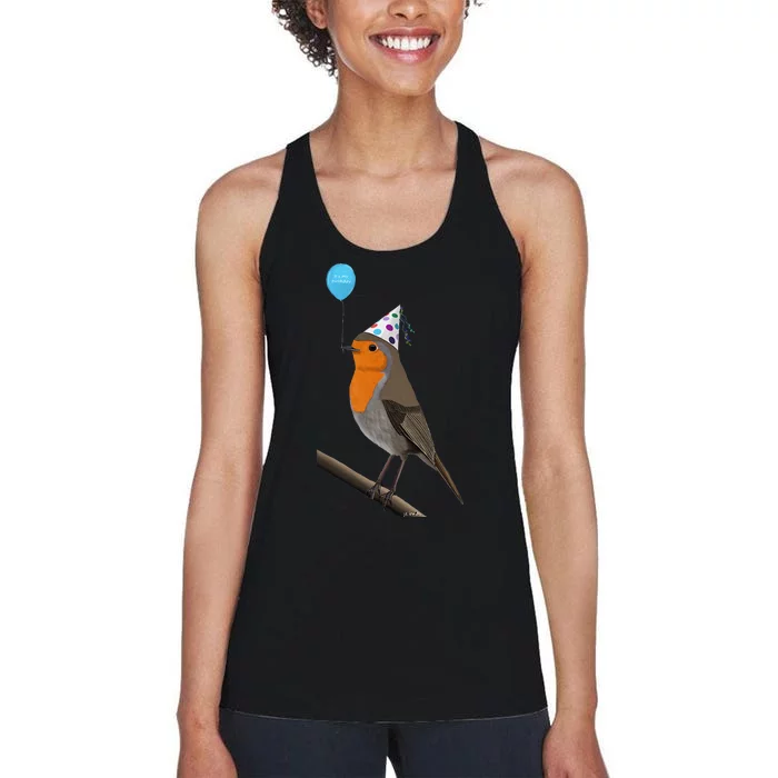 Bird Motif Robin Bird Animal Drawing Birthday Women's Racerback Tank