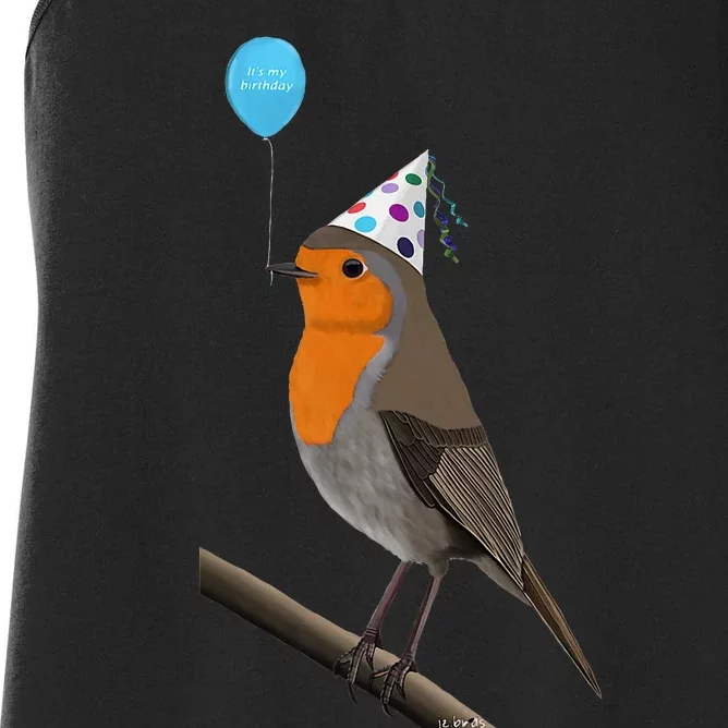 Bird Motif Robin Bird Animal Drawing Birthday Women's Racerback Tank