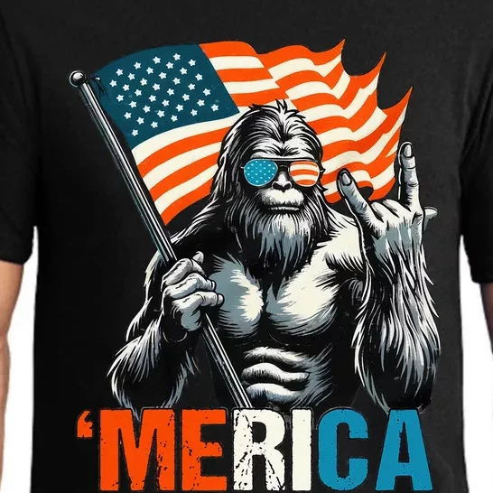 Bigfoot Merica Rock American Flag Patriotic Pajama Set