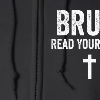 Bruh Meme Read Your Bible God Funny Modern Christian Church Full Zip Hoodie